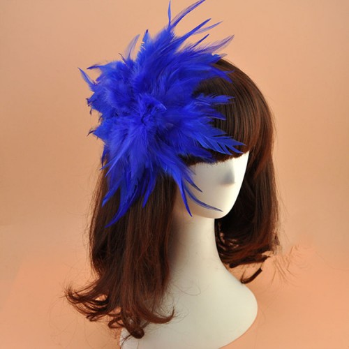 Women's girls stage performance feather headdress bridal model jazz singers host cosplay hair clip brooch